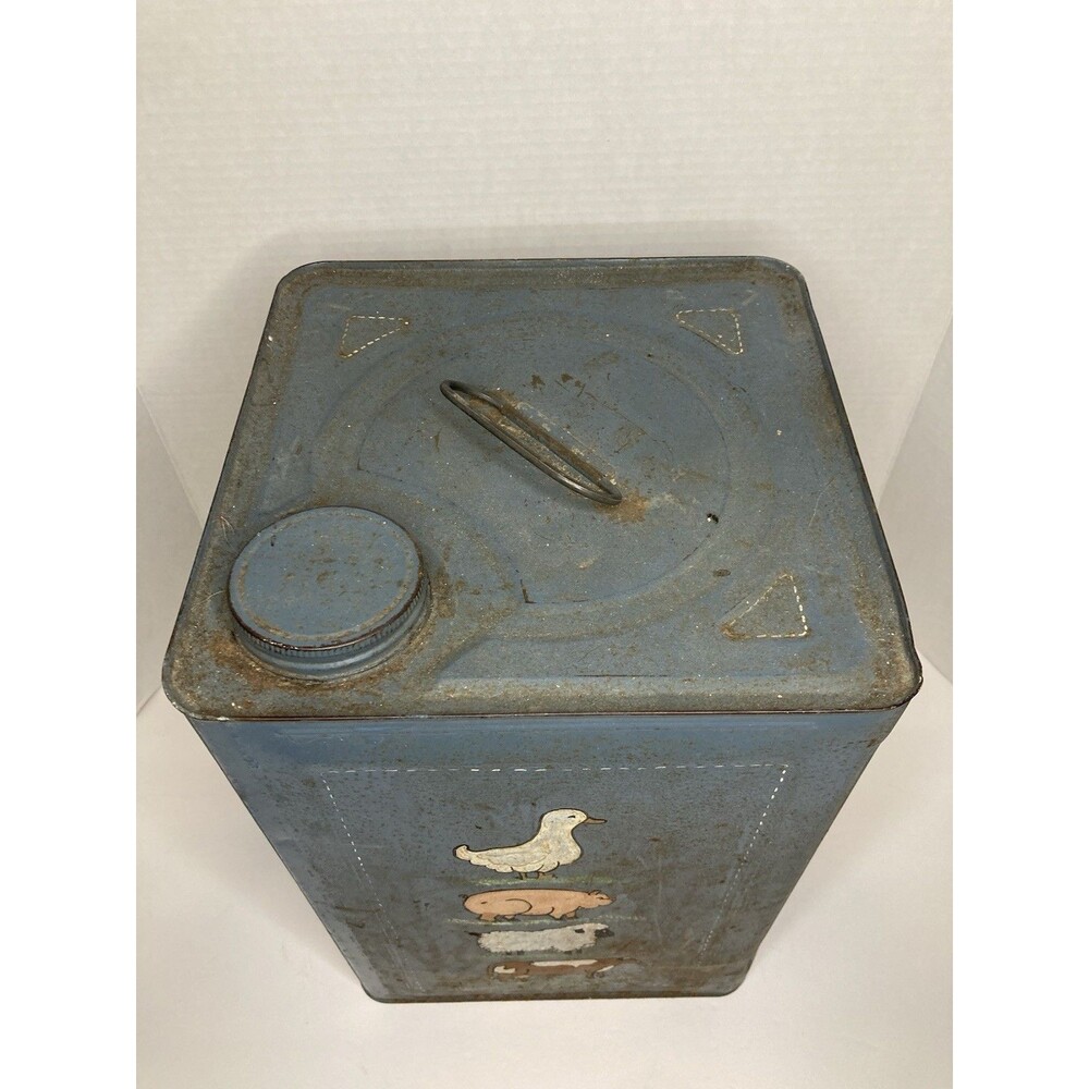 Vintage Folk Art Hand Painted Tin Berry Bucket Pail w/ Lid Farmhouse Country - Picture 5 of 8